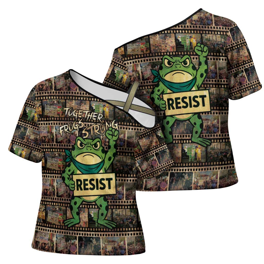 Resist Frog Cross Shoulder Shirt Protest Free Portland LT05