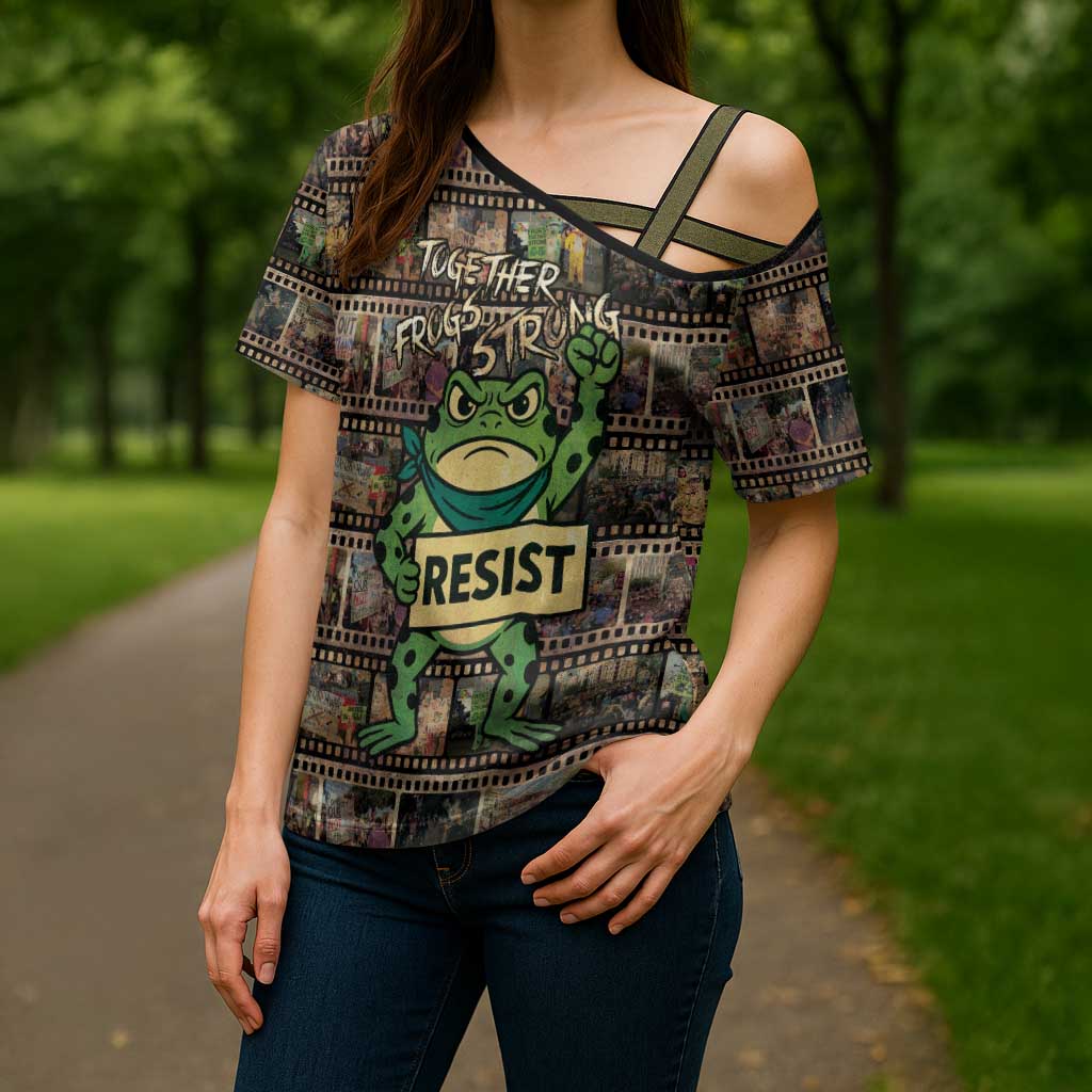 Resist Frog Cross Shoulder Shirt Protest Free Portland LT05