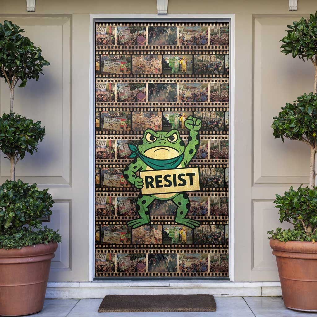 Resist Frog Door Cover Protest Free Portland LT05