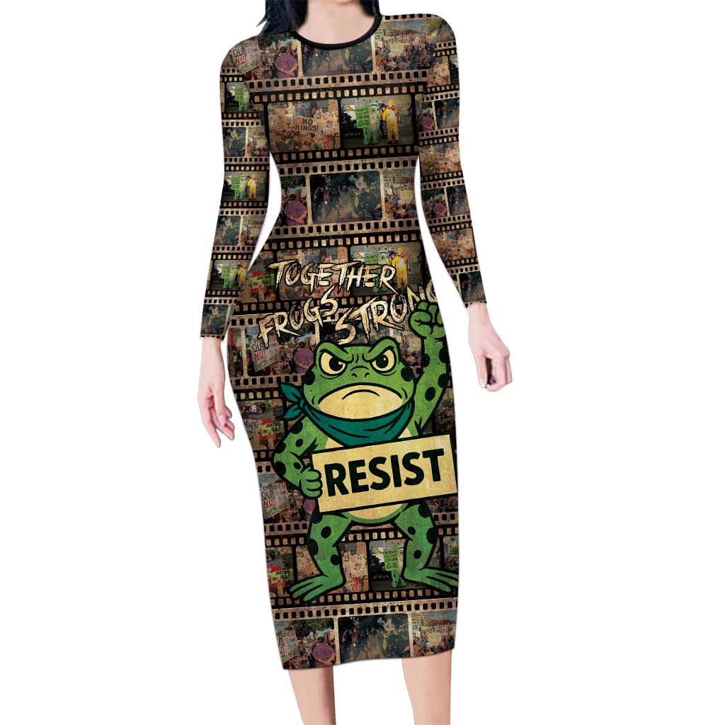 Resist Frog Family Matching Long Sleeve Bodycon Dress and Hawaiian Shirt Protest Free Portland LT05