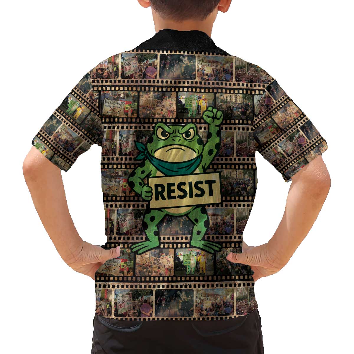Resist Frog Family Matching Off The Shoulder Long Sleeve Dress and Hawaiian Shirt Protest Free Portland LT05