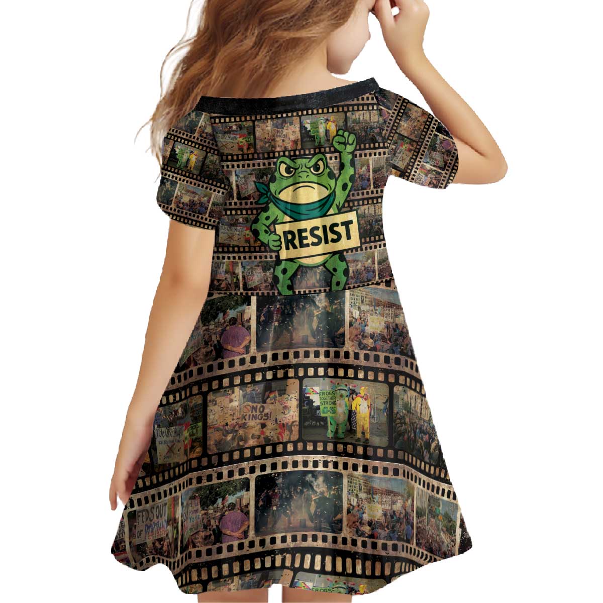 Resist Frog Family Matching Off The Shoulder Long Sleeve Dress and Hawaiian Shirt Protest Free Portland LT05