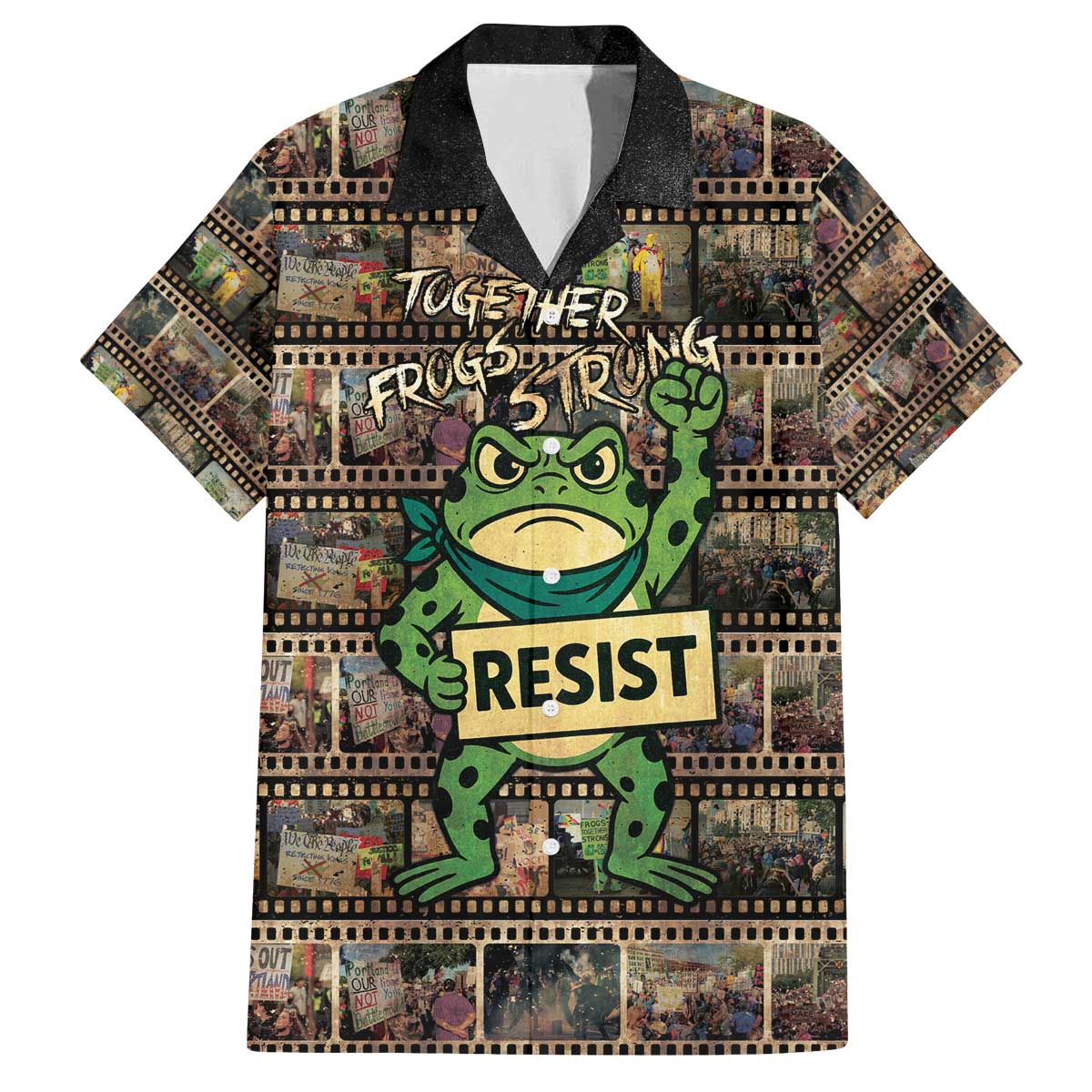 Resist Frog Family Matching Off The Shoulder Long Sleeve Dress and Hawaiian Shirt Protest Free Portland LT05