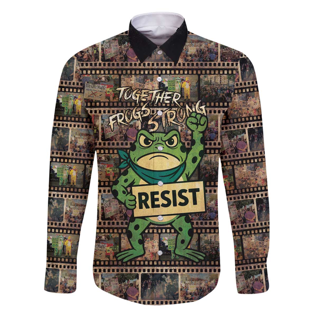 Resist Frog Family Matching Off The Shoulder Long Sleeve Dress and Hawaiian Shirt Protest Free Portland LT05