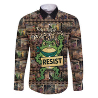 Resist Frog Family Matching Off The Shoulder Long Sleeve Dress and Hawaiian Shirt Protest Free Portland LT05