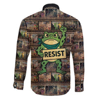 Resist Frog Family Matching Off The Shoulder Long Sleeve Dress and Hawaiian Shirt Protest Free Portland LT05