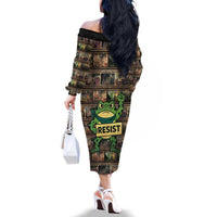 Resist Frog Family Matching Off The Shoulder Long Sleeve Dress and Hawaiian Shirt Protest Free Portland LT05