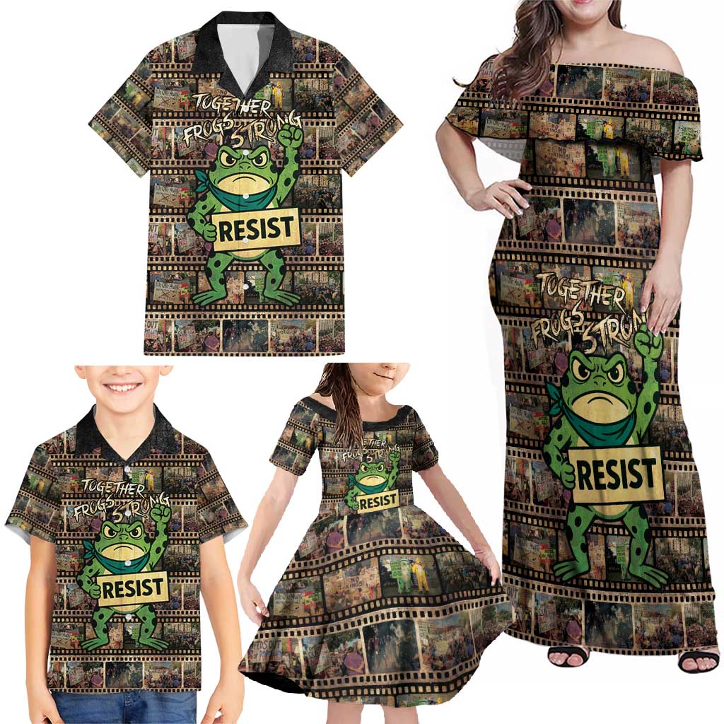 Resist Frog Family Matching Off Shoulder Maxi Dress and Hawaiian Shirt Protest Free Portland LT05