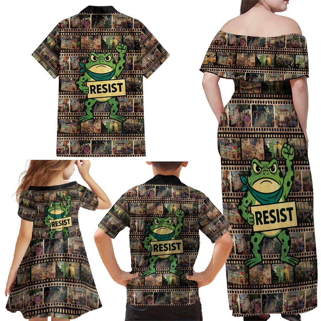 Resist Frog Family Matching Off Shoulder Maxi Dress and Hawaiian Shirt Protest Free Portland LT05