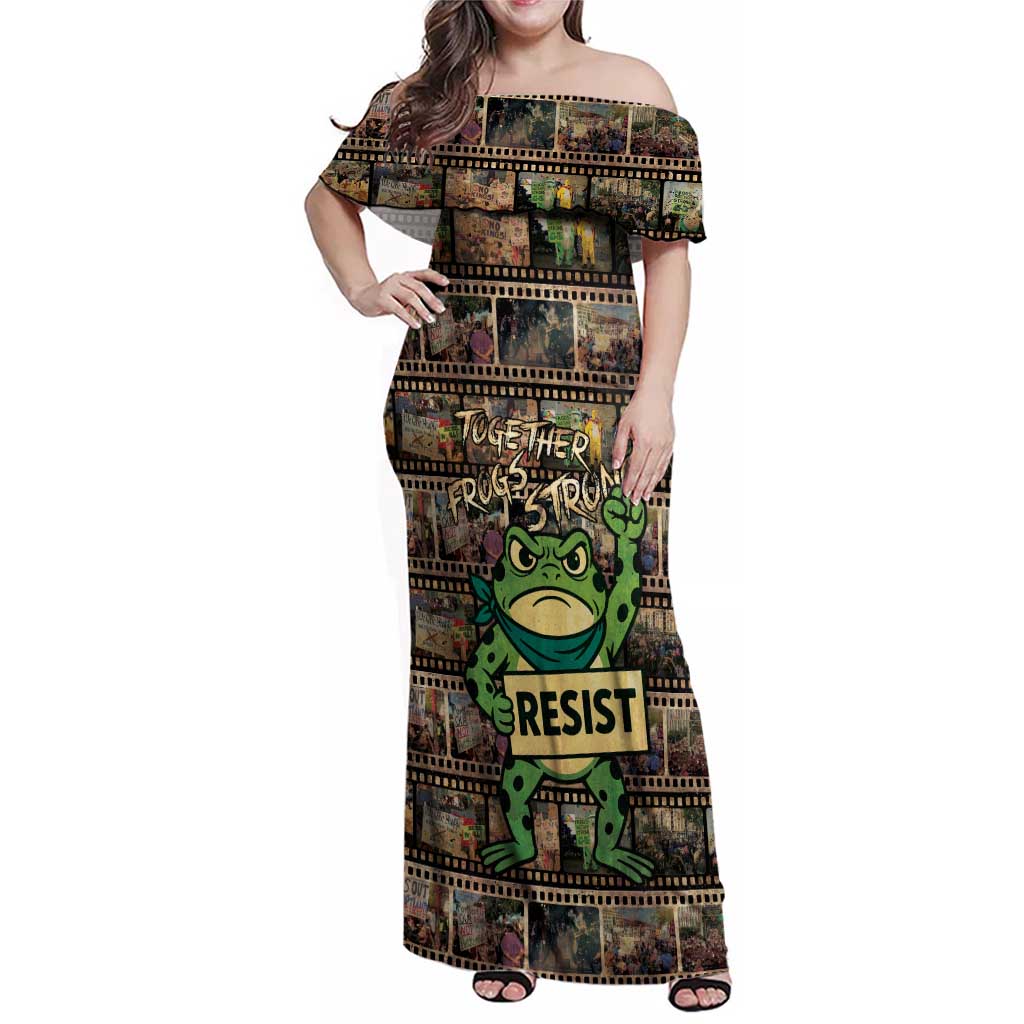 Resist Frog Family Matching Off Shoulder Maxi Dress and Hawaiian Shirt Protest Free Portland LT05