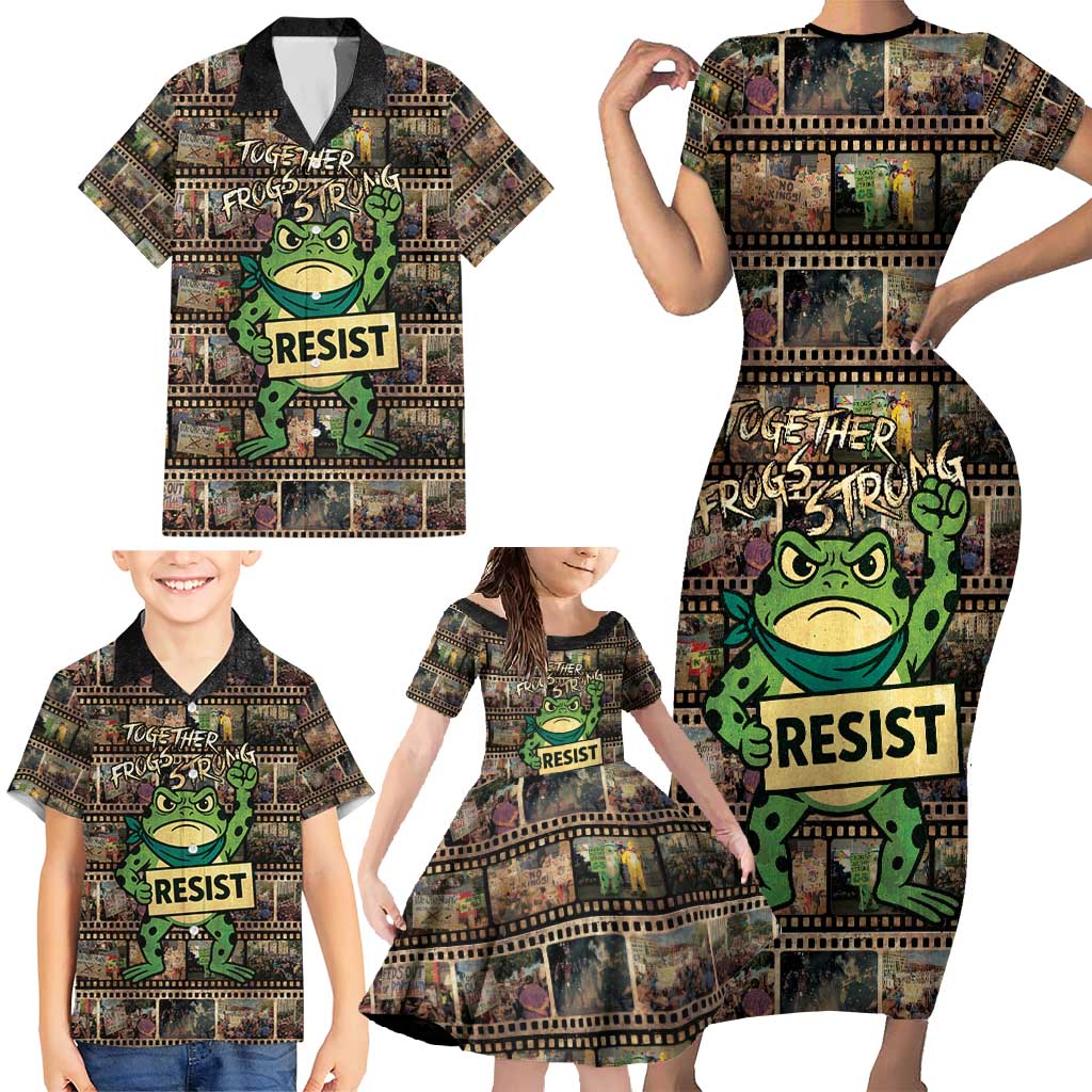 Resist Frog Family Matching Short Sleeve Bodycon Dress and Hawaiian Shirt Protest Free Portland LT05