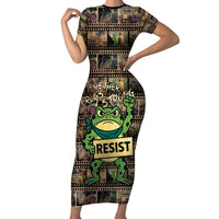 Resist Frog Family Matching Short Sleeve Bodycon Dress and Hawaiian Shirt Protest Free Portland LT05