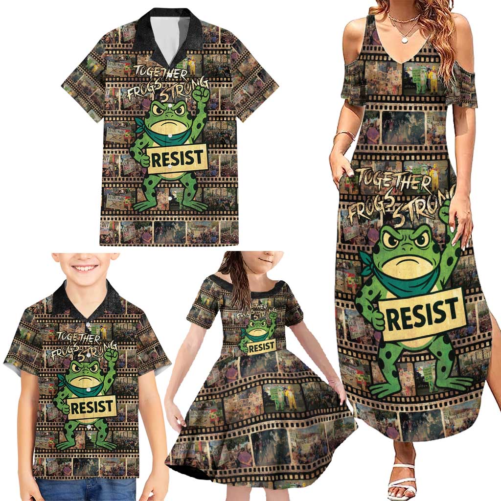 Resist Frog Family Matching Summer Maxi Dress and Hawaiian Shirt Protest Free Portland LT05