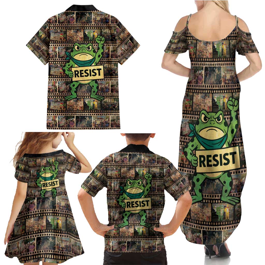 Resist Frog Family Matching Summer Maxi Dress and Hawaiian Shirt Protest Free Portland LT05