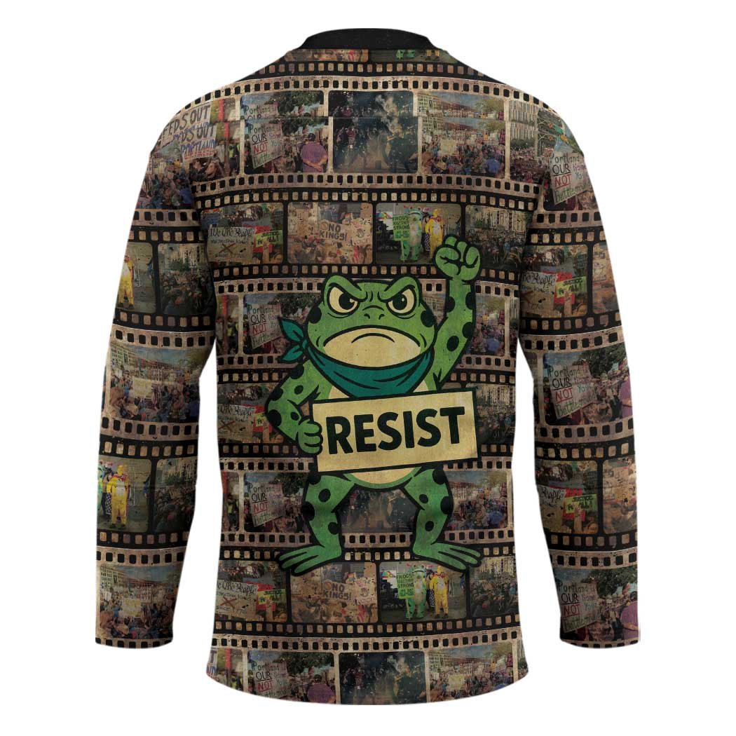 Resist Frog Hockey Jersey Protest Free Portland LT05