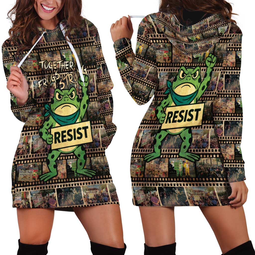 Resist Frog Hoodie Dress Protest Free Portland LT05