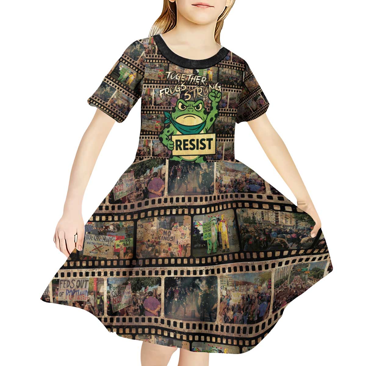 Resist Frog Kid Short Sleeve Dress Protest Free Portland LT05