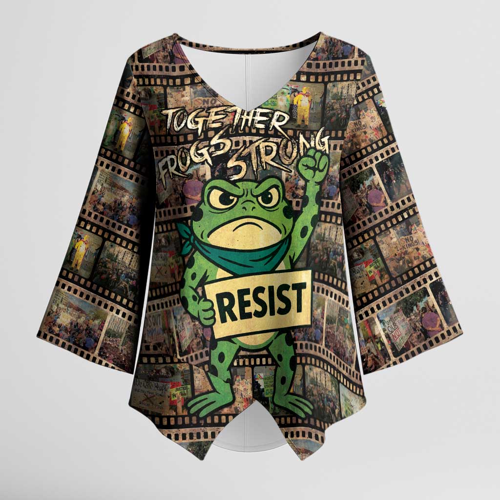 Resist Frog Kimono Sleeve Blouse Protest Free Portland LT05
