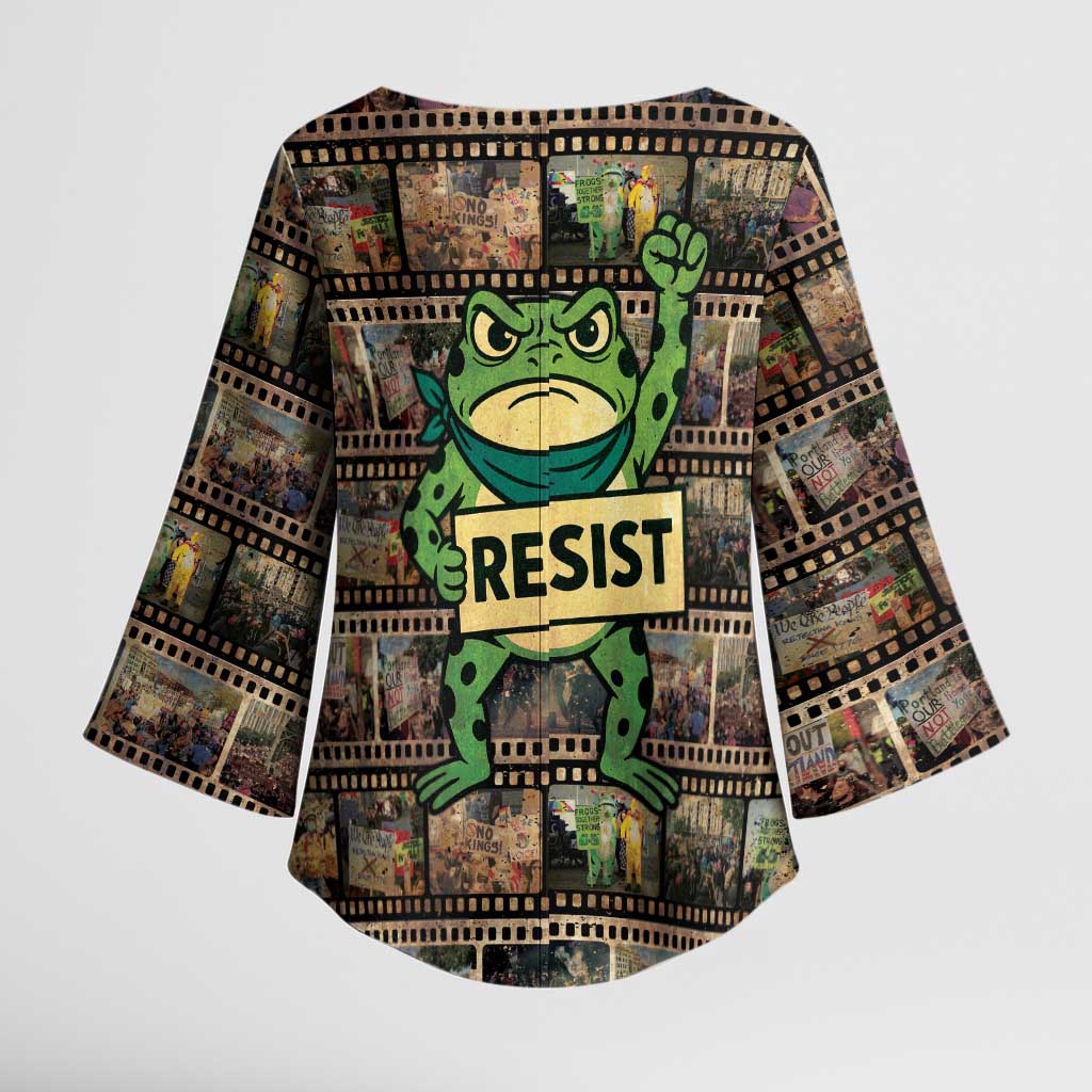 Resist Frog Kimono Sleeve Blouse Protest Free Portland LT05