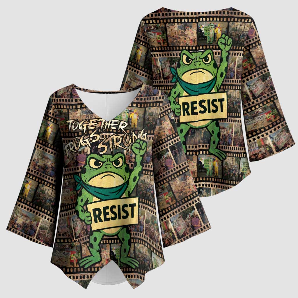 Resist Frog Kimono Sleeve Blouse Protest Free Portland LT05