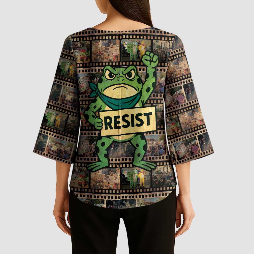Resist Frog Kimono Sleeve Blouse Protest Free Portland LT05