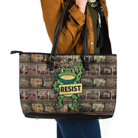 Resist Frog Leather Tote Bag Protest Free Portland LT05