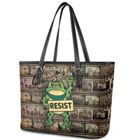Resist Frog Leather Tote Bag Protest Free Portland LT05