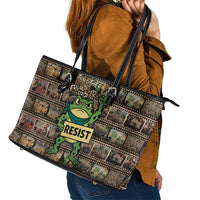 Resist Frog Leather Tote Bag Protest Free Portland LT05