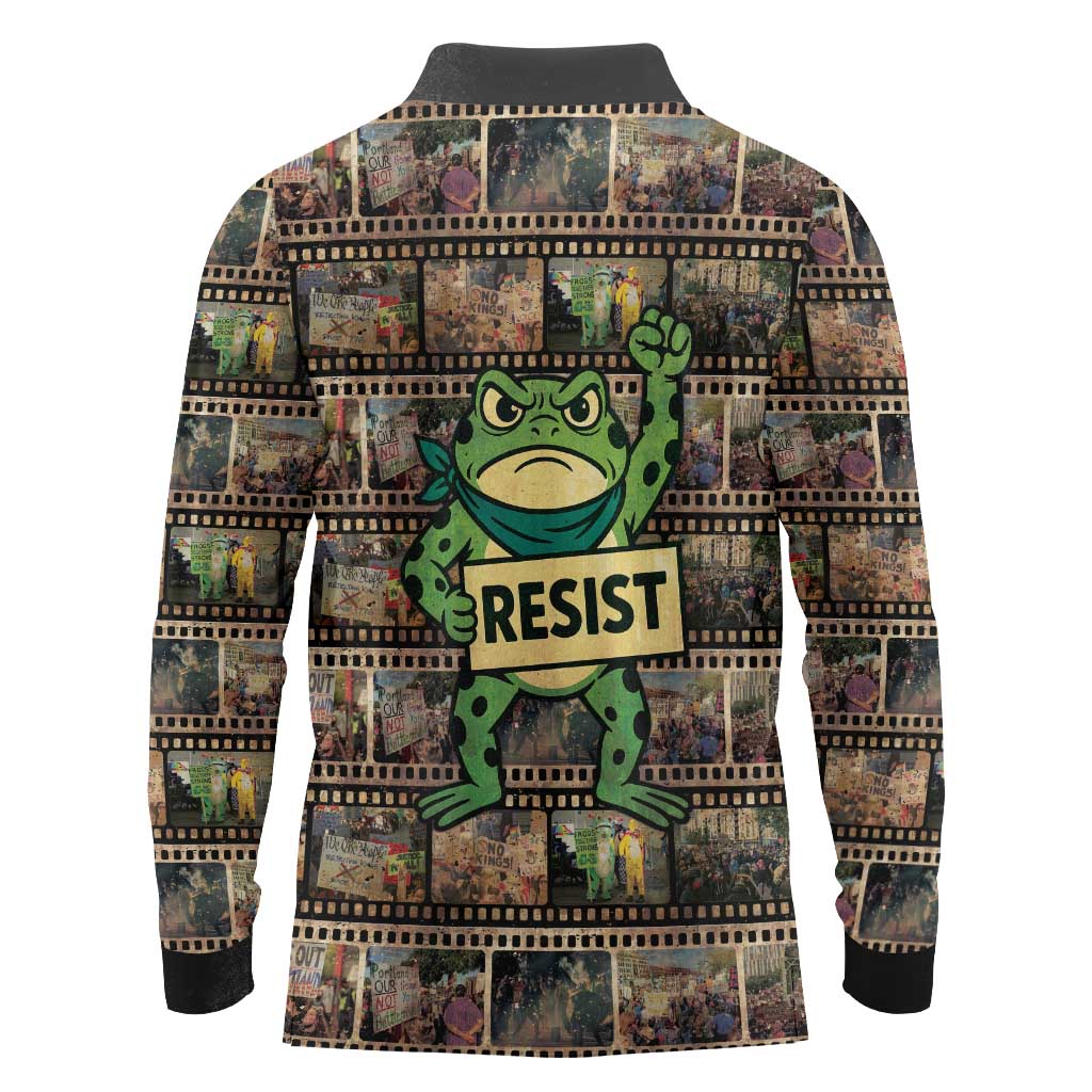Resist Frog Long Sleeve Polo Shirt Protest Free Portland LT05