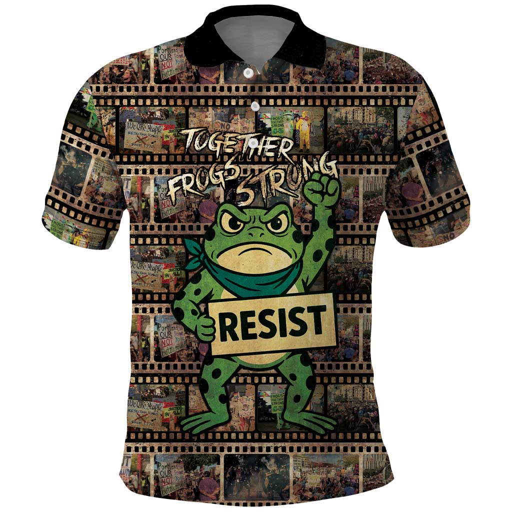 Resist Frog Polo Shirt Protest Free Portland LT05