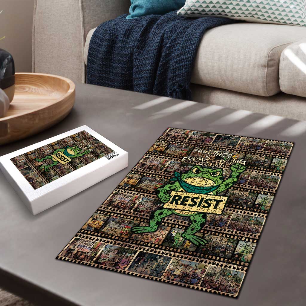 Resist Frog Puzzle Protest Free Portland LT05