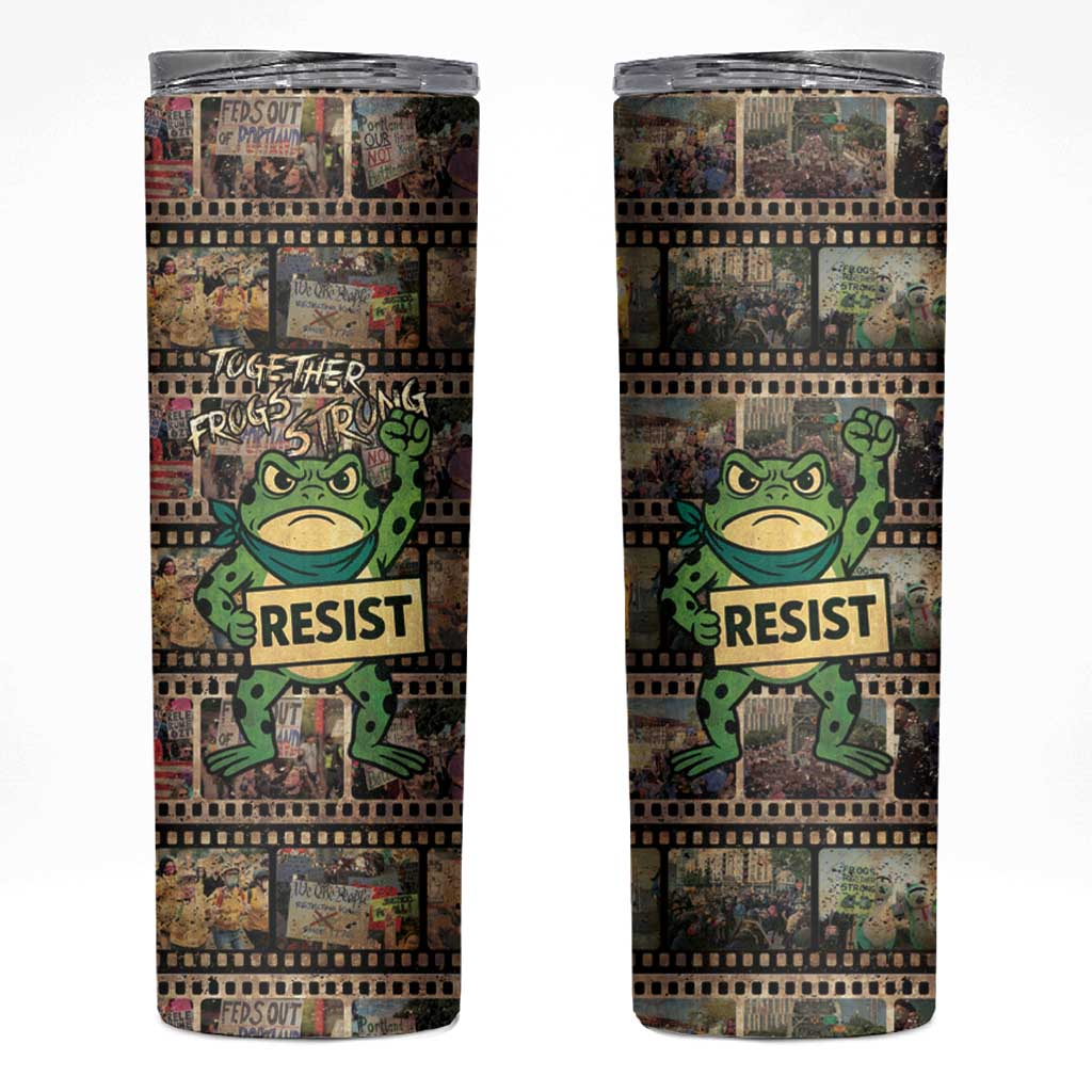 Resist Frog Skinny Tumbler Protest Free Portland LT05