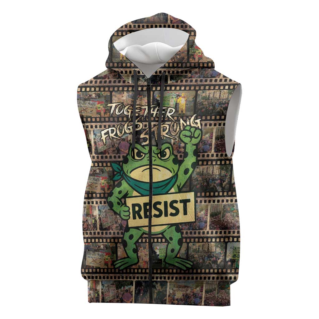 Resist Frog Sleeveless Zip Hoodie Protest Free Portland LT05