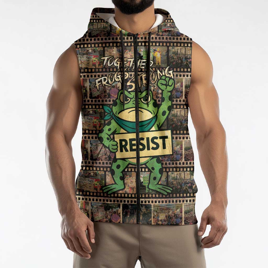 Resist Frog Sleeveless Zip Hoodie Protest Free Portland LT05