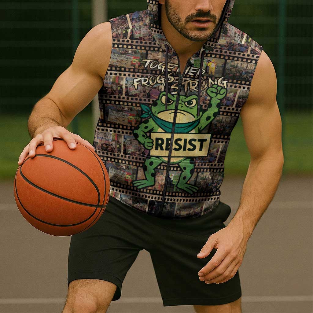 Resist Frog Sleeveless Zip Hoodie Protest Free Portland LT05