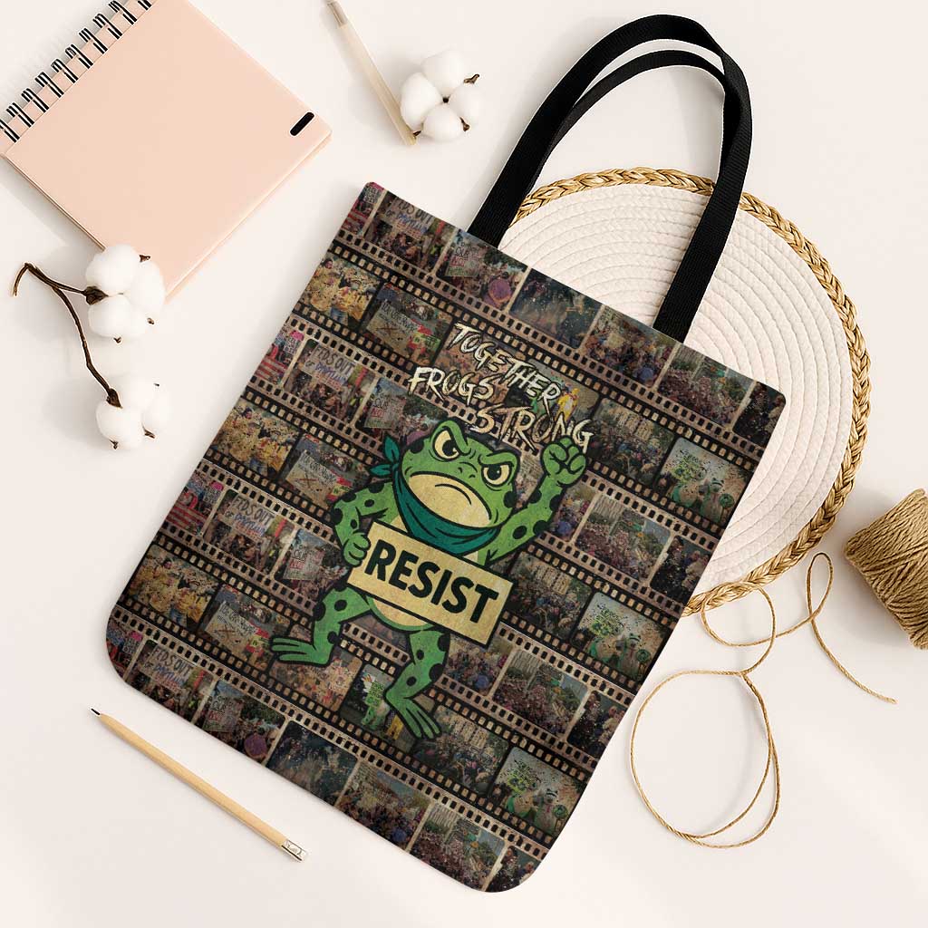 Resist Frog Tote Bag Protest Free Portland LT05