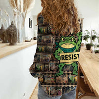 Resist Frog Women Casual Shirt Protest Free Portland LT05
