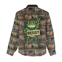 Resist Frog Women Casual Shirt Protest Free Portland LT05