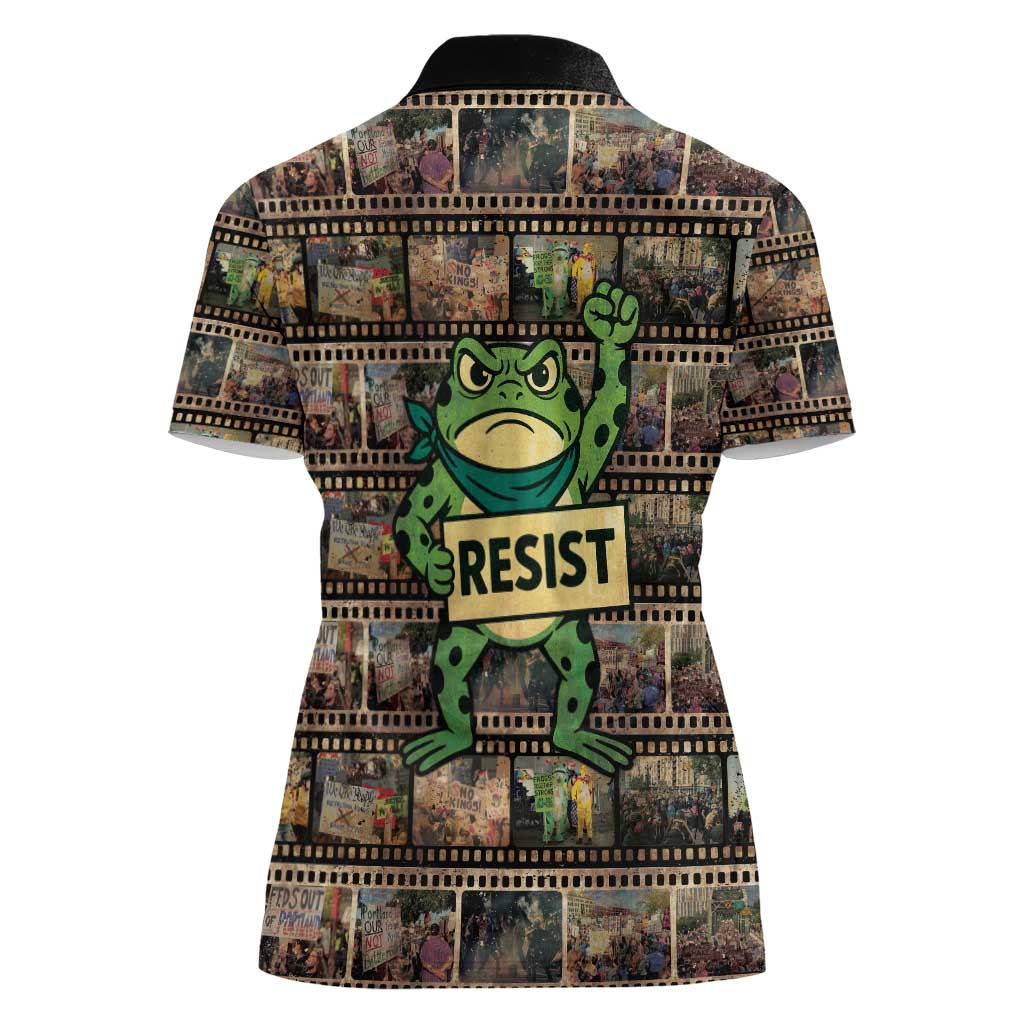 Resist Frog Women Polo Shirt Protest Free Portland LT05