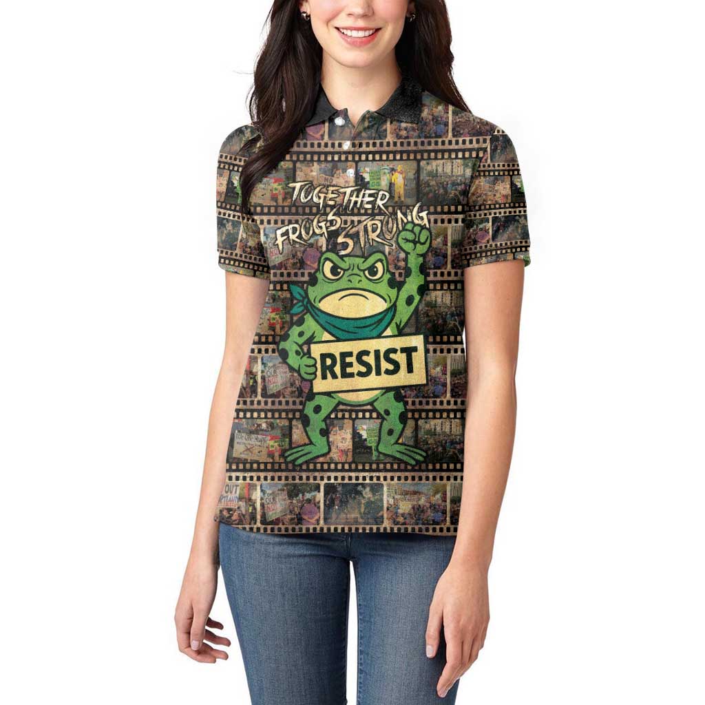 Resist Frog Women Polo Shirt Protest Free Portland LT05