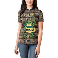 Resist Frog Women Polo Shirt Protest Free Portland LT05