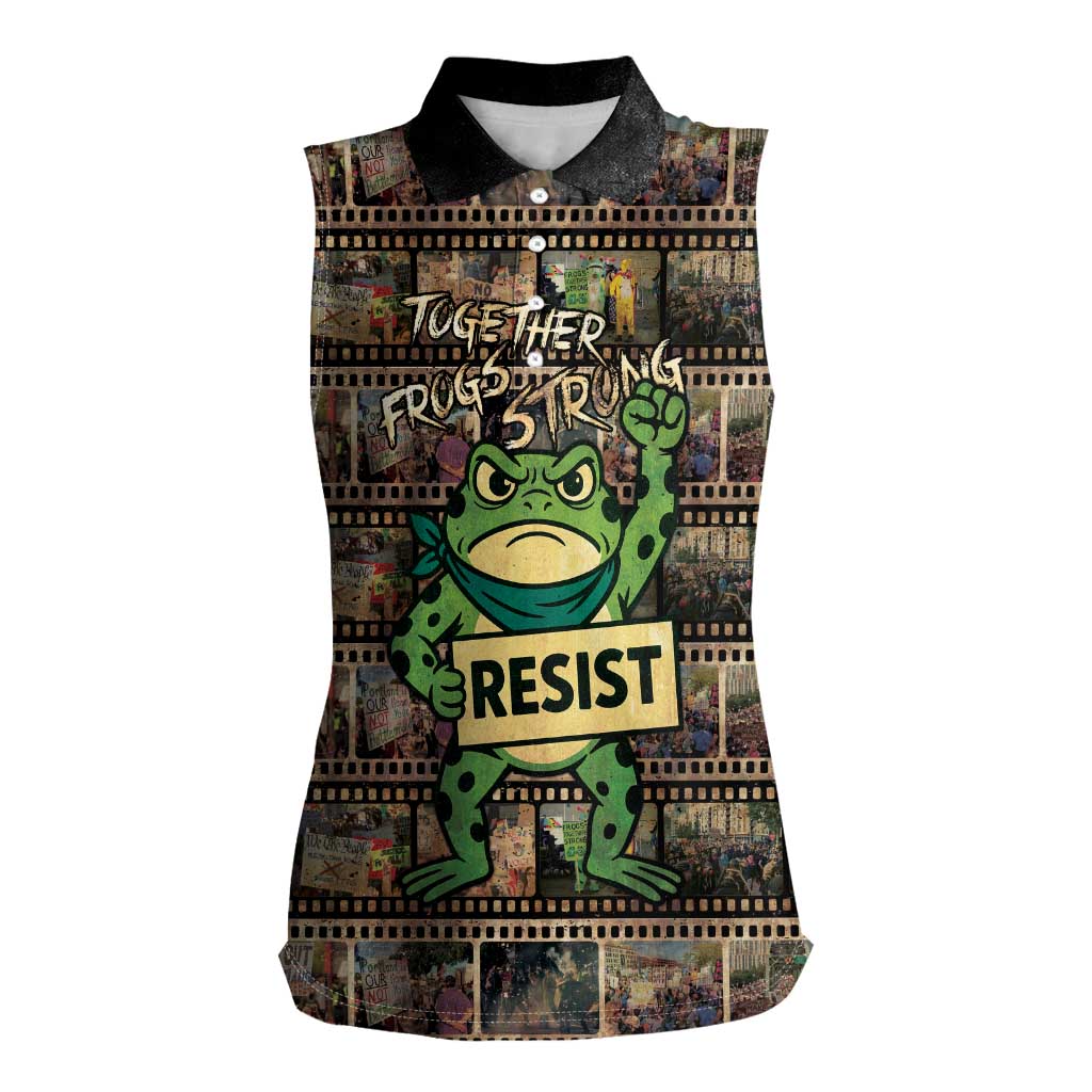 Resist Frog Women Sleeveless Polo Shirt Protest Free Portland LT05