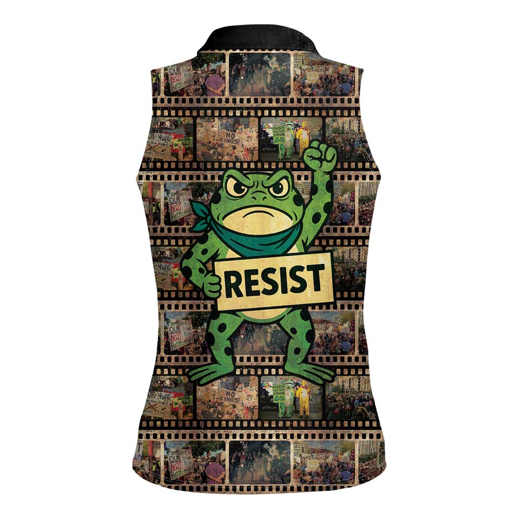 Resist Frog Women Sleeveless Polo Shirt Protest Free Portland LT05