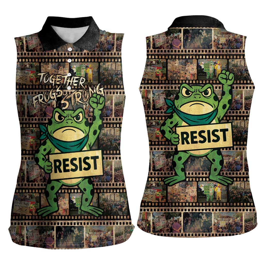 Resist Frog Women Sleeveless Polo Shirt Protest Free Portland LT05