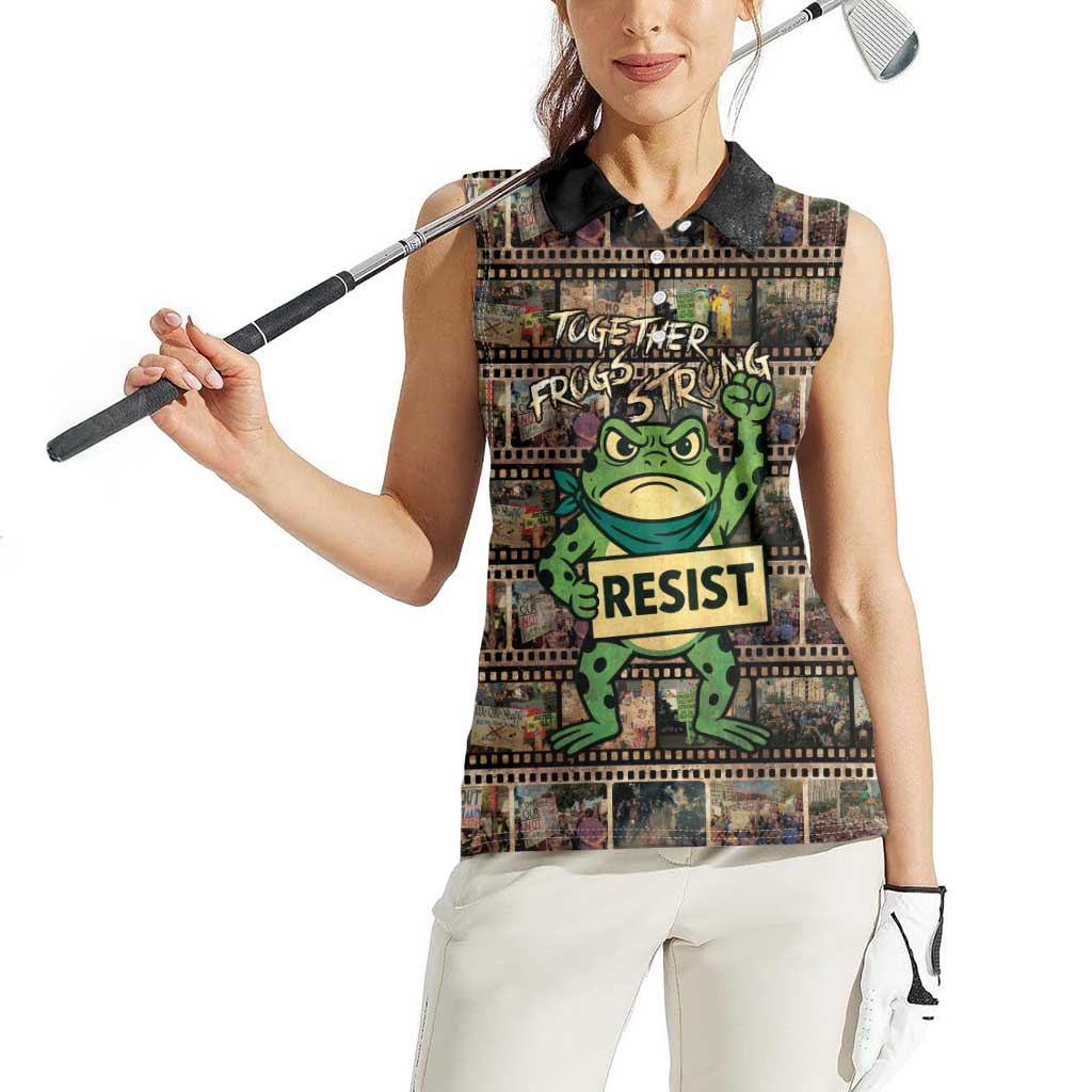 Resist Frog Women Sleeveless Polo Shirt Protest Free Portland LT05