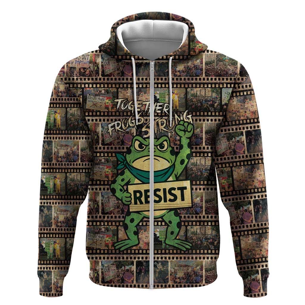 Resist Frog Zip Hoodie Protest Free Portland LT05