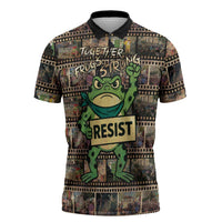 Resist Frog Zipper Polo Shirt Protest Free Portland LT05
