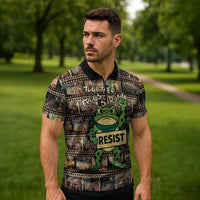 Resist Frog Zipper Polo Shirt Protest Free Portland LT05