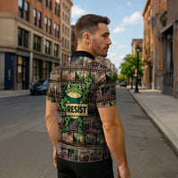 Resist Frog Zipper Polo Shirt Protest Free Portland LT05