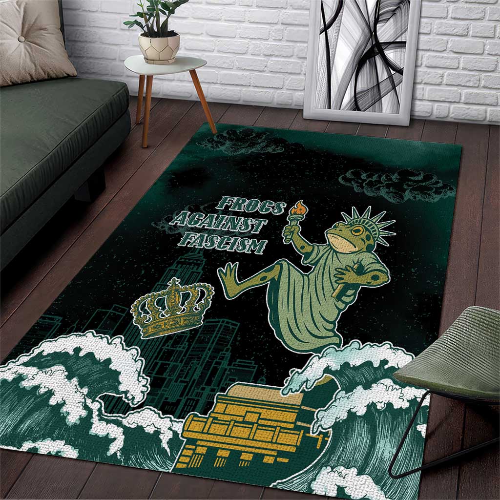 Frogs Against Fascism Area Rug No Kings Funny Portland Frog Protest - Wonder Print Shop